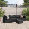 vidaXL 5-tlg. Garten-Lounge-Set mit Kissen Schwarz Poly Rattan