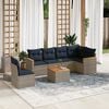vidaXL 7-teiliges Gartensofa-Set mit Kissen, grau, Polyrattan