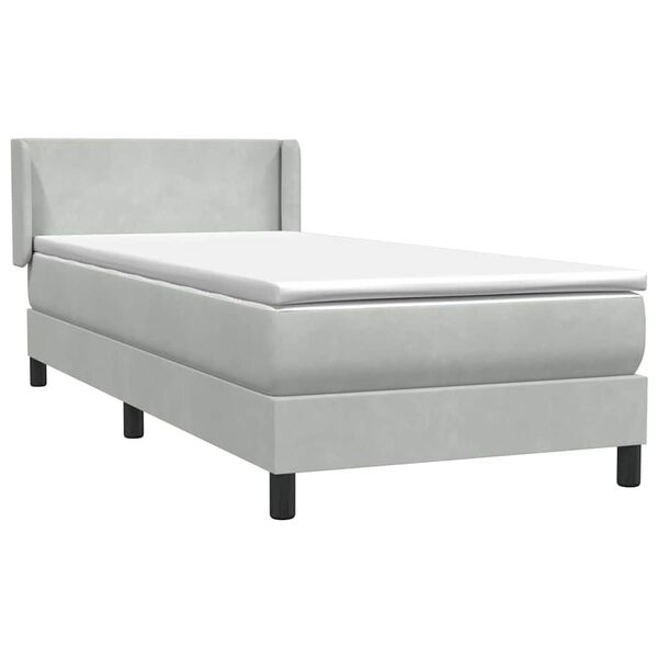 vidaXL Boxspringbett mit Matratze Hellgrau 80x210 cm Samt