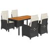 vidaXL 5-tlg. Garten-Essgruppe mit Kissen Schwarz Poly Rattan