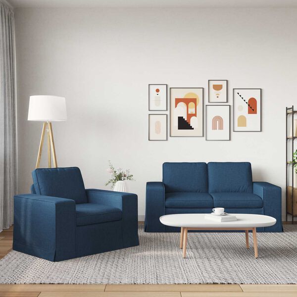 vidaXL Sofa 2 pcs Blau 182 x 80 x 82 cm Stoff