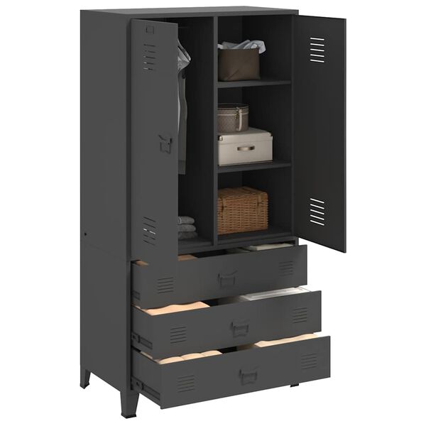 vidaXL Industrial Kleiderschrank Anthrazit 90x50x180 cm Metall