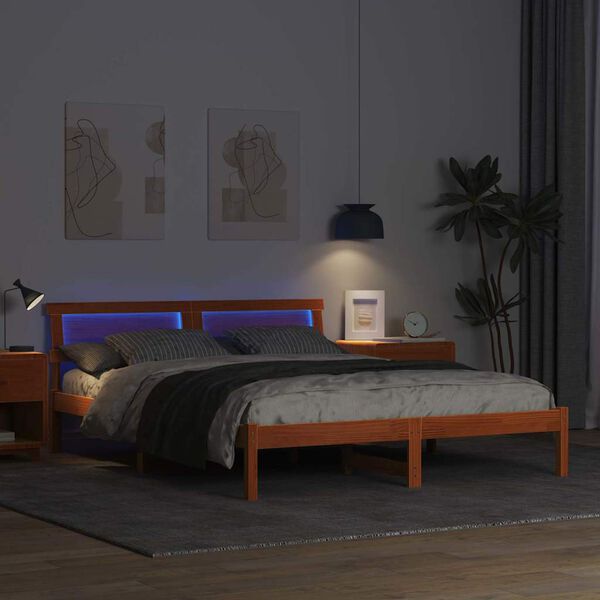 vidaXL Bettrahmen Wachsbraun 150 x 200 cm Massives Kiefernholz