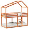 vidaXL Etagenbett mit Dach Wachsbraun 75x190 cm Massivholz Kiefer