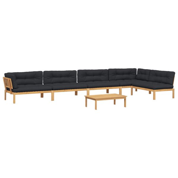 vidaXL 6-tlg. Garten-Sofagarnitur aus Paletten mit Kissen Akazienholz