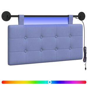 vidaXL H&auml;ngendes Kopfteil Mit LED Licht Jeans blau Stoff