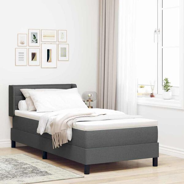 vidaXL Boxspringbett mit Matratze Dunkelgrau 190 x 90 cm Polyester