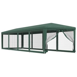 vidaXL Partyzelt mit 10 Mesh-Seitenw&auml;nden Gr&uuml;n 3x12 m HDPE