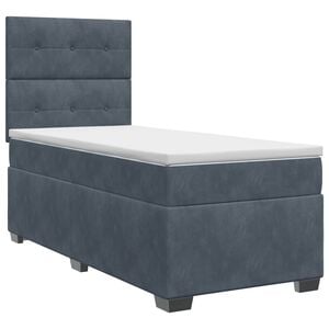 vidaXL Boxspringbett mit Matratze Dunkelgrau 80 x 200 cm Samt
