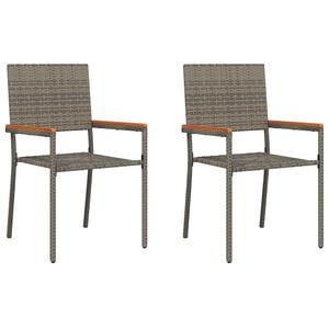 vidaXL Garten Stapelst&uuml;hle 2 stk. Grau Poly-Rattan