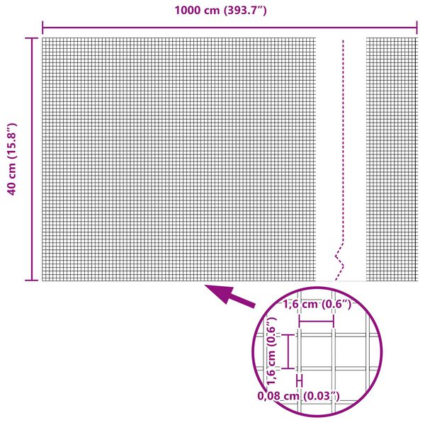vidaXL Geschwei&szlig;ter Drahtzaun Gr&uuml;n 0,4 x 10 m