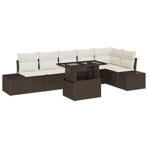 vidaXL Garten-Sofa-Set mit Speicher 7 pcs Braun Poly Rattan