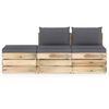 vidaXL 3-tlg. Garten-Lounge-Set mit Kissen Gr&uuml;n Impr&auml;gniertes Holz