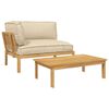 vidaXL Sofa Set mit Kissen Uni 2 pcs Beige Massivholz Akazie