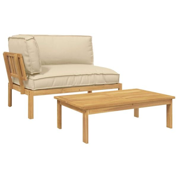 vidaXL Sofa Set mit Kissen Uni 2 pcs Beige Massivholz Akazie