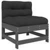 vidaXL Mittelsofa mit Kissen Grau Massivholz Kiefer