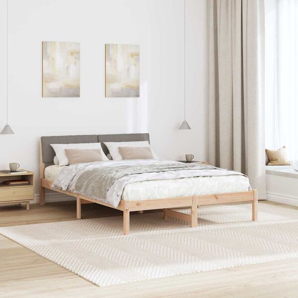vidaXL Bettgestell Braun und Taupe 135 x 190 cm Massivholz Kiefer