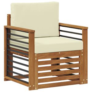 vidaXL Outdoor-Sofa Massives Akazienholz und Polyester Natur