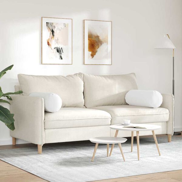 vidaXL Bolsterkissen 2 Stück Weiß Ø 25 x 70 cm Stoff