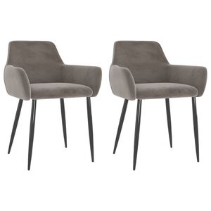 vidaXL Esszimmerst&uuml;hle 2 Stk. Hellgrau Samt