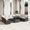 vidaXL Garten-Sofa-Set mit Kissen 11 pcs Schwarz Poly Rattan