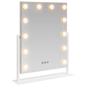 vidaXL LED Schminkspiegel Wei&szlig; 44 x 10 x 53 cm Glas und Stahl