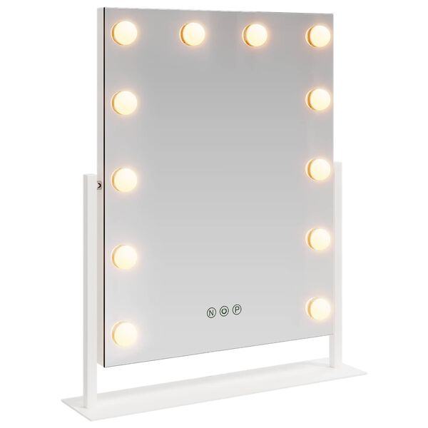 vidaXL LED Schminkspiegel Wei&szlig; 44 x 10 x 53 cm Glas und Stahl