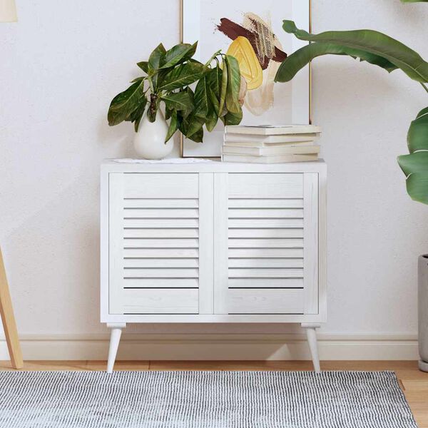 vidaXL Schrankt&uuml;ren Lamellen-Design 2 Stk. Wei&szlig; 39,5x29,5 cm