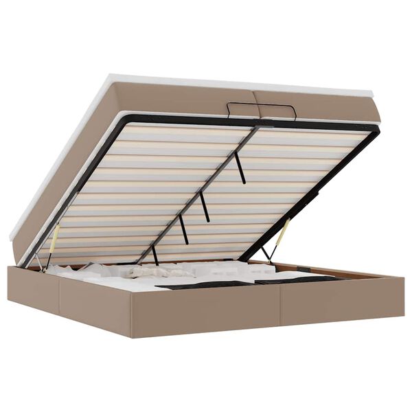 vidaXL Ottoman-Bett mit Matratzen Cappuccino 200x200cm Kunstleder