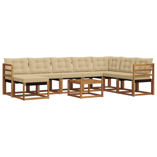 vidaXL Outdoor-Sofagarnitur mit Kissen 9 pcs Natur und Beige