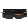 vidaXL 7-tlg. Garten-Sofagarnitur mit Kissen Schwarz Poly Rattan