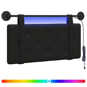 vidaXL H&auml;ngendes Kopfteil Mit LED Licht Schwarz Kunstleder