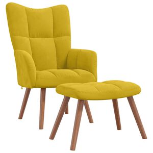 vidaXL Relaxsessel mit Hocker Senfgelb Samt