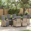 vidaXL Garten Essgruppe mit Kissen 7 pcs Beige Poly-Rattan