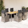 vidaXL 7-tlg. Garten-Essgruppe mit Kissen Grau Poly Rattan