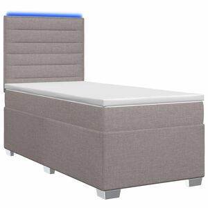 vidaXL Boxspringbett mit Matratze mit Kopfteil Taupe 90 x 190 cm Stoff