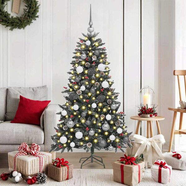 vidaXL K&uuml;nstlicher Weihnachtsbaum Gr&uuml;n 150 cm PVC, Plastik und Stahl