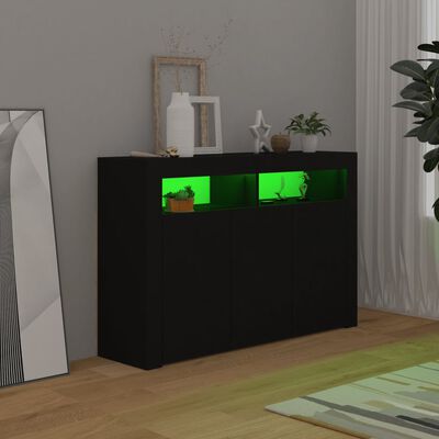 vidaXL Sideboard mit LED-Leuchten Schwarz 115,5x30x75 cm