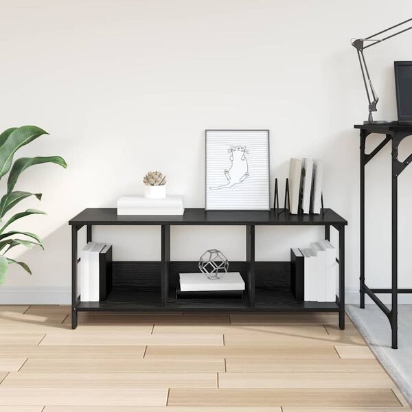 vidaXL B&uuml;cherregal Schwarz Eichen-Optik 102 x 32 x 40,5 cm