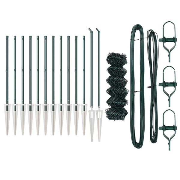 vidaXL Kettengliedzaun mit Pfosten Grün 0,8 x 25 m Stahl