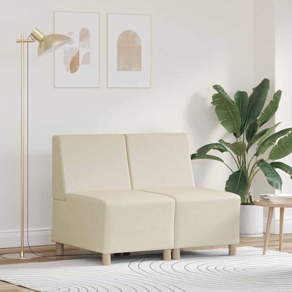 vidaXL Modulares Armfreies Sofa 2 pcs Creme 55 x 74 x 82 cm Kunstleder