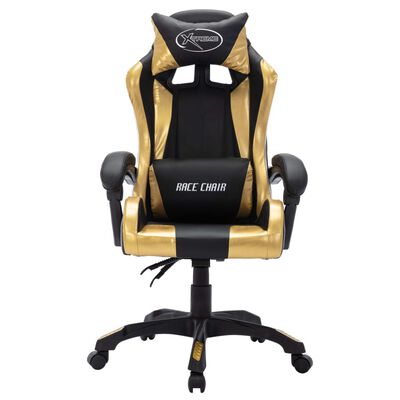 vidaXL Gaming-Stuhl mit RGB LED-Leuchten Gold und Schwarz Kunstleder