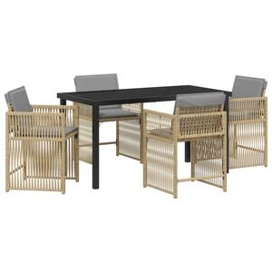 vidaXL Garten Essgruppe 5 pcs Beige Poly-Rattan
