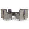 vidaXL 9-tlg. Garten-Essgruppe Poly Rattan und Glas Grau