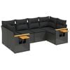 vidaXL 6-tlg. Garten-Sofagarnitur mit Kissen Schwarz Poly Rattan