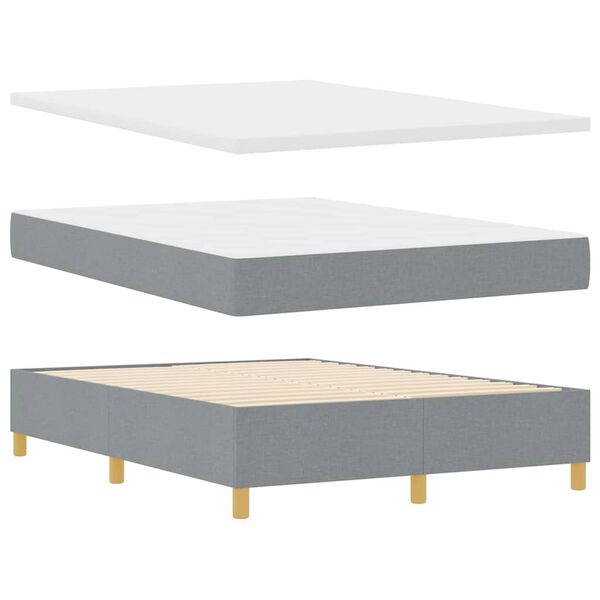 vidaXL Boxspringbett mit Matratze Hellgrau 140 x 200 cm Stoff
