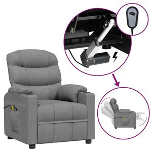 vidaXL Massagesessel Elektrisch Hellgrau Stoff