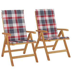vidaXL Klappst&uuml;hle mit Kissen, 2 St&uuml;ck, Massivholz Teak
