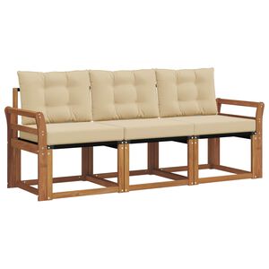 vidaXL Outdoor-Sofagarnitur mit Kissen 3 pcs Natur und Beige