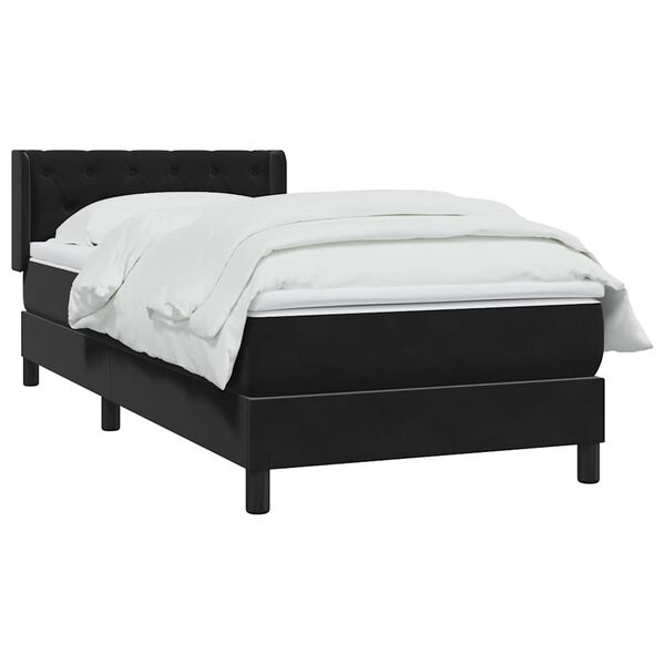 vidaXL Boxspringbett mit Matratze Schwarz 80x220 cm Samt